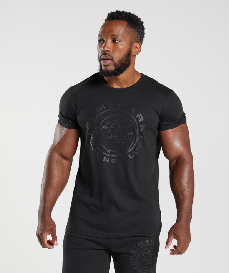 Gymshark Legacy Muške T Shirts Crne | HR 2471HAP